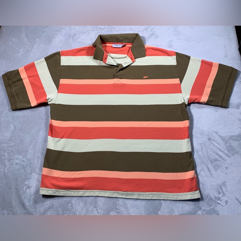 A.Tiziano Striped Polo Shirt - Brown, Red, and Cream
Size : Xxlarge